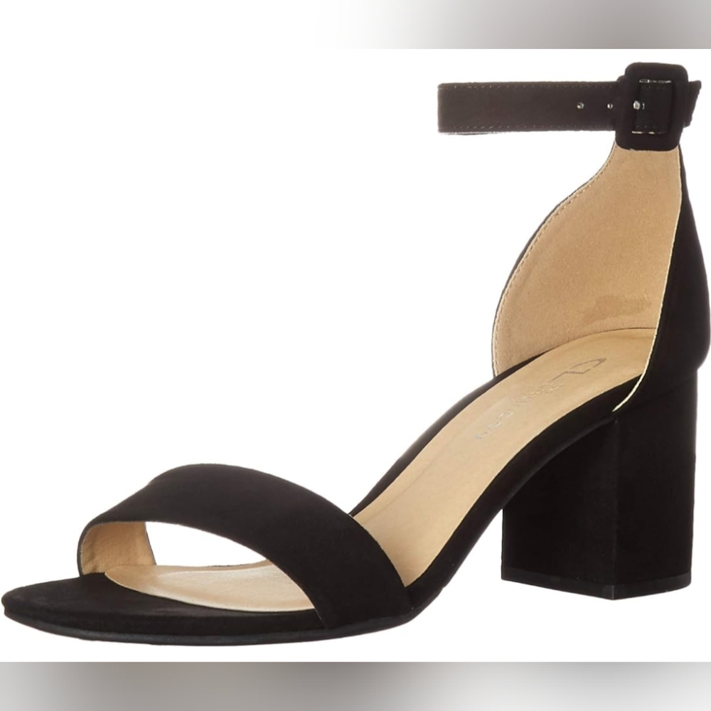 CL CHINESE LAUNDRY* Jessie black low block heel strappy ankle wrap sandals 8.5